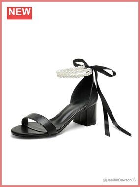 Pearl Embellished Open Toe Block Heel Wedding Pumps for Bride